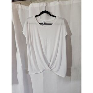Time And Tru Women's White Short Sleeve‎ Sweater XL Twist
